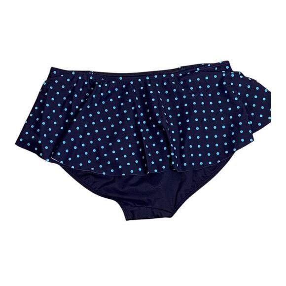 SPANX Navy Splash Polka Dot Skirited Shaping Bikini Bottom - Size 12 - Picture 2 of 10